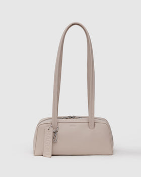 Small Recycled Leather Bowler Bag - Stone
