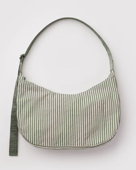 Large Nylon Crescent Bag - Sage Stripe