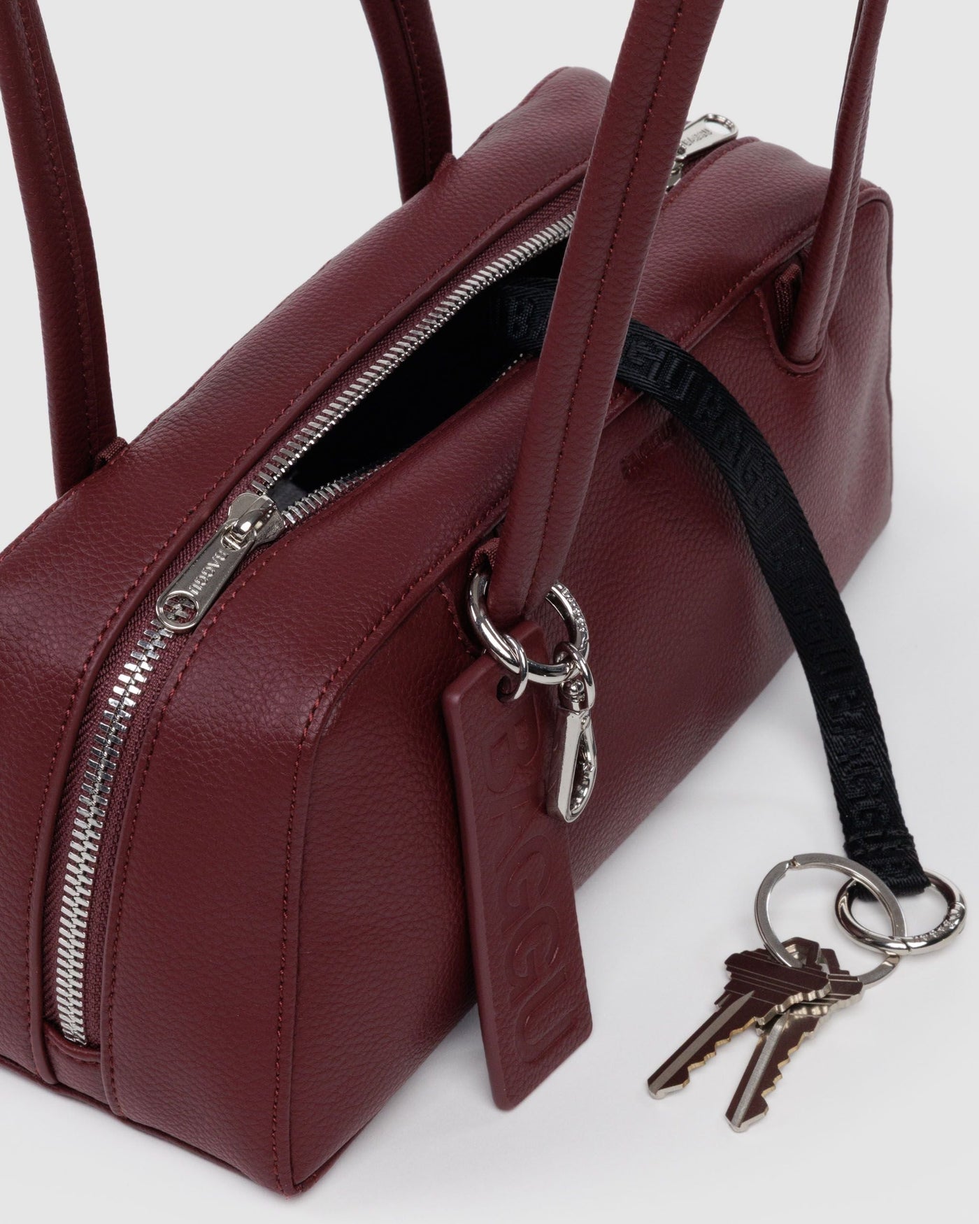 Recycled Leather Bowler Bag - Mahogany