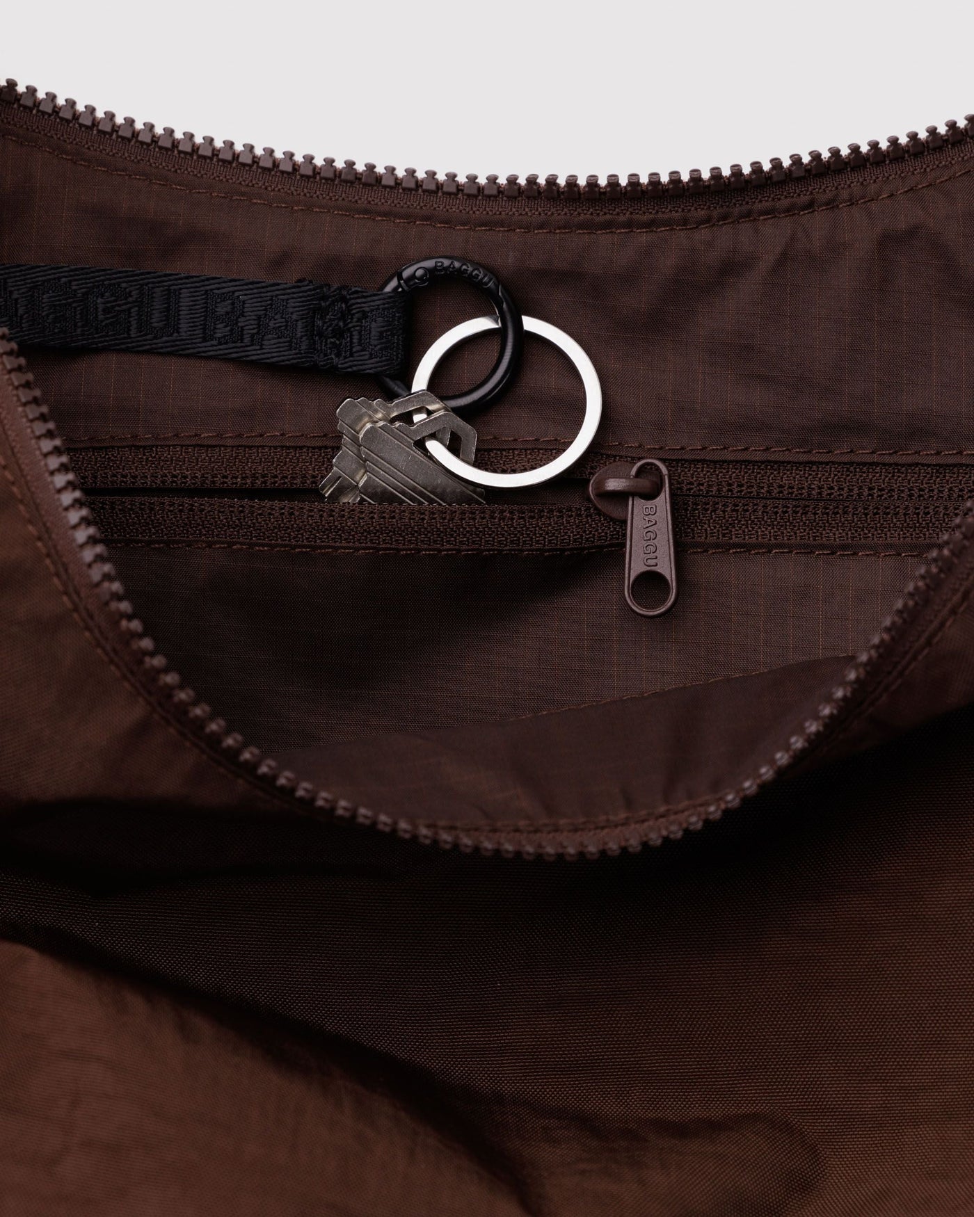 Medium Nylon Crescent Bag - Coffee - Beach Ready