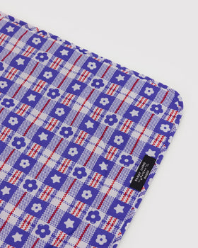 Puffy Picnic Blanket - Market Plaid Blue