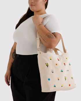 Horizontal Zip Duck Bag - Embroidered Ditsy Floral